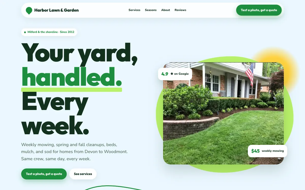Harbor Lawn & Garden concept site